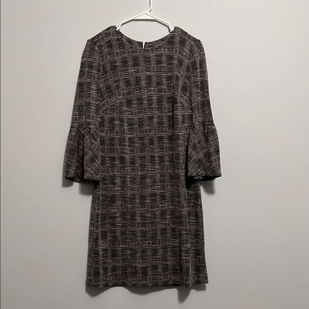 Elegant Plaid Bell Sleeve Dress